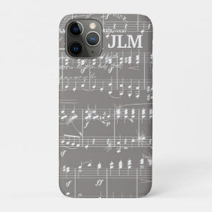 Funda Para iPhone 11 Pro Música de hoja de cosecha en blanco y gris