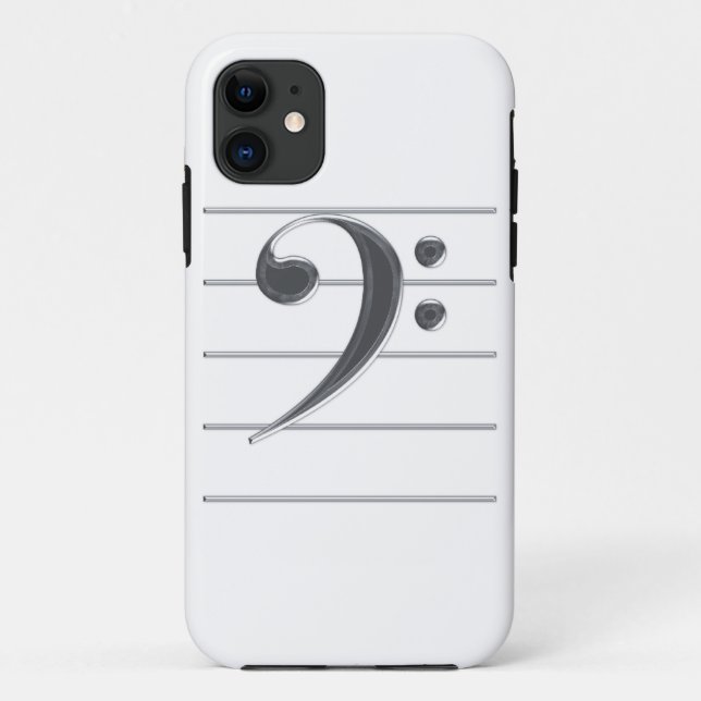 Funda De Case-Mate Para iPhone Música Silver Bass Clef (Reverso)
