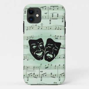 Funda Para iPhone 11 Música verde y máscaras griegas de teatro
