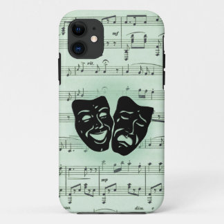 Funda Para iPhone 11 Música verde y máscaras griegas de teatro