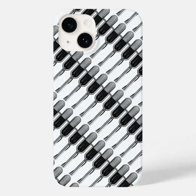 Funda De Case-Mate Para iPhone Música Vintage, Micrófono Retro Antiguo (Reverso )