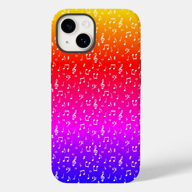 Funda De Case-Mate Para iPhone Musical blanco y arcoíris (Reverso )