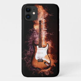 Funda Para iPhone 11 Músico de guitarra eléctrica golpeando la tipograf