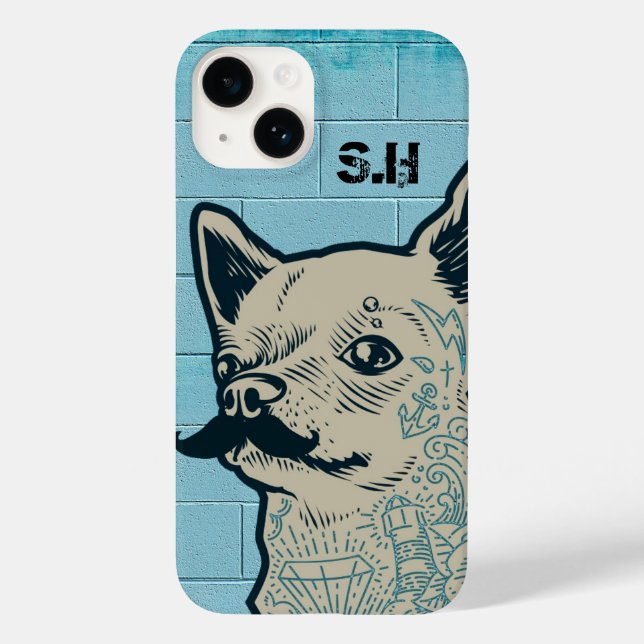Funda De Case-Mate Para iPhone Mustache Chihuahua Graffiti Monograma (Reverso )