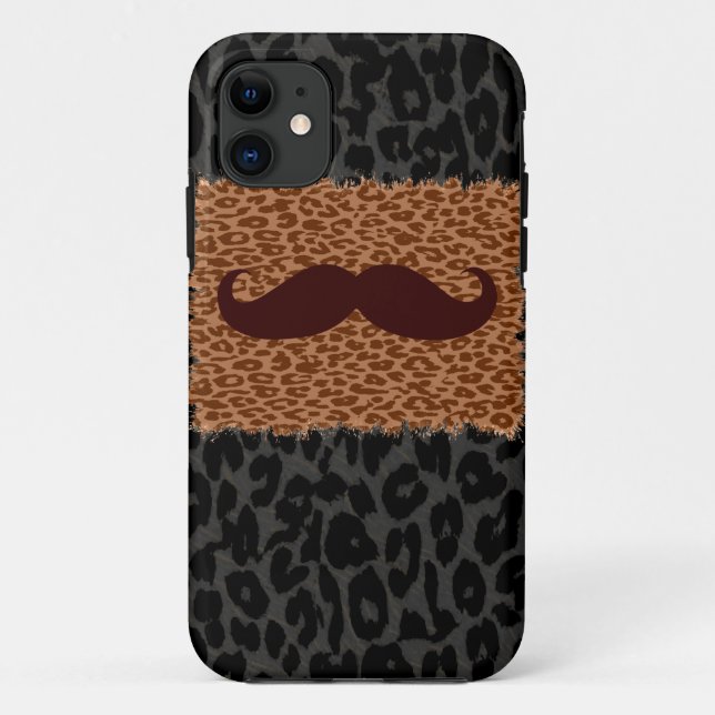 Funda De Case-Mate Para iPhone Mustache marrón e impresión de leopardo (Reverso)