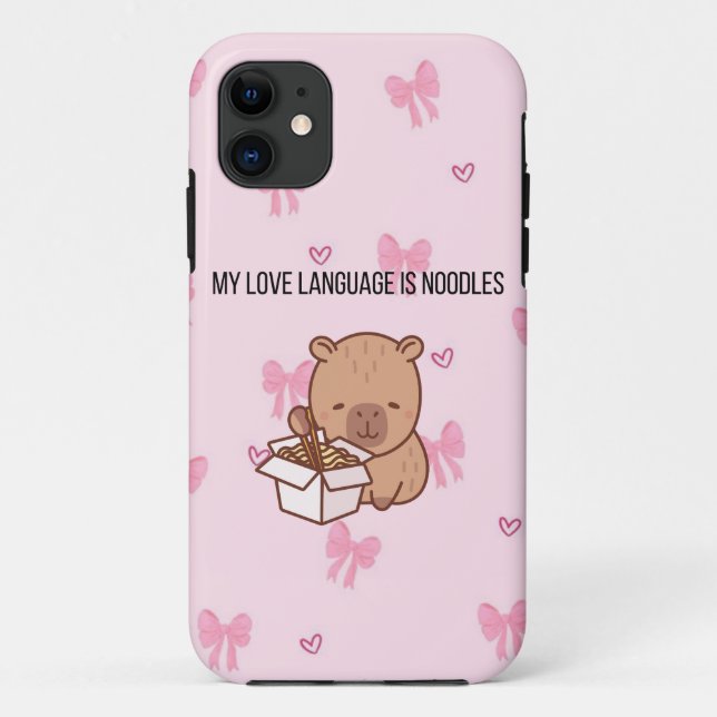 Funda De Case-Mate Para iPhone My Love Language Is Noodles | Kawaii Capybara iPho (Reverso)