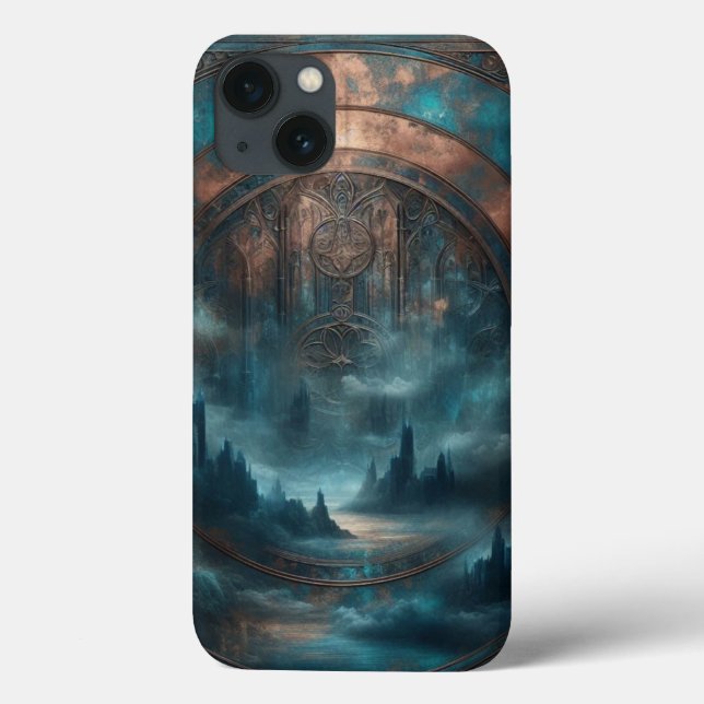 Funda De Case-Mate Para iPhone Mystic Gothic Steampunk - Blue Copper Patina (Reverso)