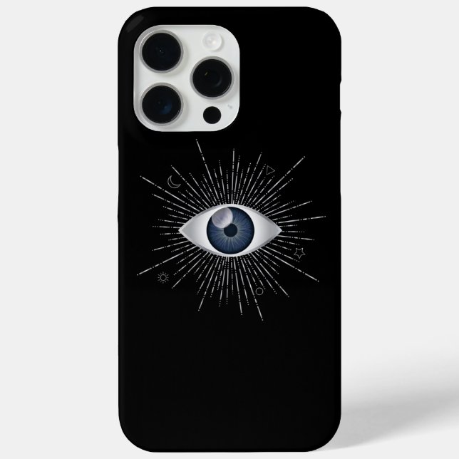 Funda De Case-Mate Para iPhone Mystic Silver y Blue Evil Eye Nazar Mati sobre neg (Reverso )