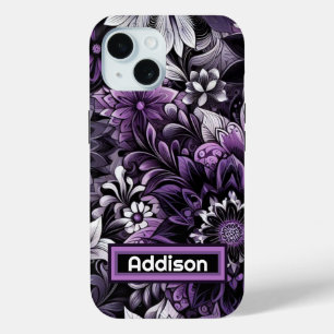 Funda Para iPhone 15 Mystical Purple Blooms