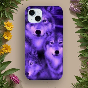 Funda Para iPhone 15 Mini Mystical Purple Wolves - Diseño gráfico audaz