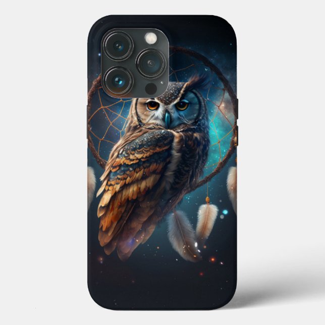 Funda De Case-Mate Para iPhone Mystical Space Owl with Dreamcatcher Art         (Reverso )