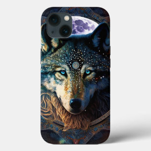 Funda Para iPhone 13 Mystical Wolf Moon Mandala