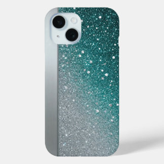 Funda Para iPhone 15 N personalizado con brillo glamuroso verde azulado