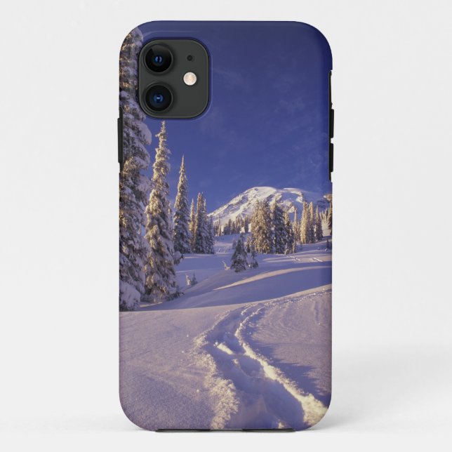 Funda De Case-Mate Para iPhone NA, EE. UU., Washington, Mt. Rainier NP, raquetas  (Reverso)