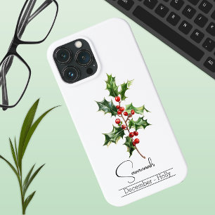Funda Para iPhone 13 Pro Max Nacimiento Mes Flor Diciembre Holly