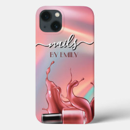 Funda Para iPhone 13 Nail Salon Botella polaca Splash Pastel