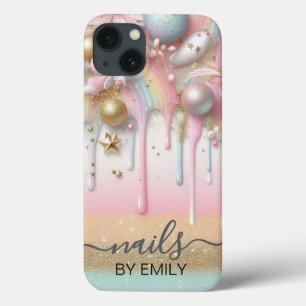 Funda Para iPhone 13 Nail Salon Polaco Pastel Drip Branding