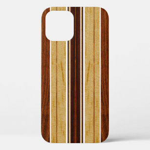 Funda Para iPhone 12 Pro Nalu Hou Faux Koa Wood Surfboard White