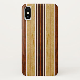Funda Para iPhone X Nalu Hou Faux Koa Wood Surfboard White