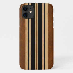 Funda Para iPhone 11 Nalu Lua Faux Koa Wood Surfboard Black