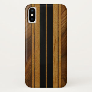 Funda Para iPhone X Nalu Mua Faux Koa Wood Surfboard Black