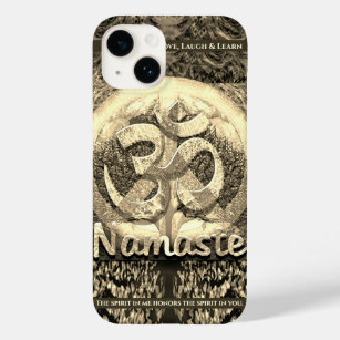 Funda Para iPhone 14 De Case-Mate Namaste vivo, el amor, risa y aprenden el oro