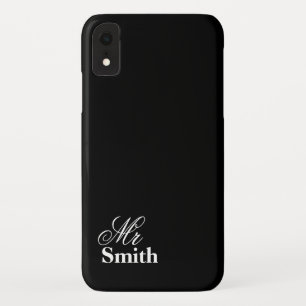 Funda Para iPhone XR Name Black White de Sr. Personalised