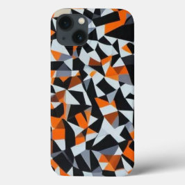 Funda Para iPhone 13 Naranja abstracto y arte geométrico negro