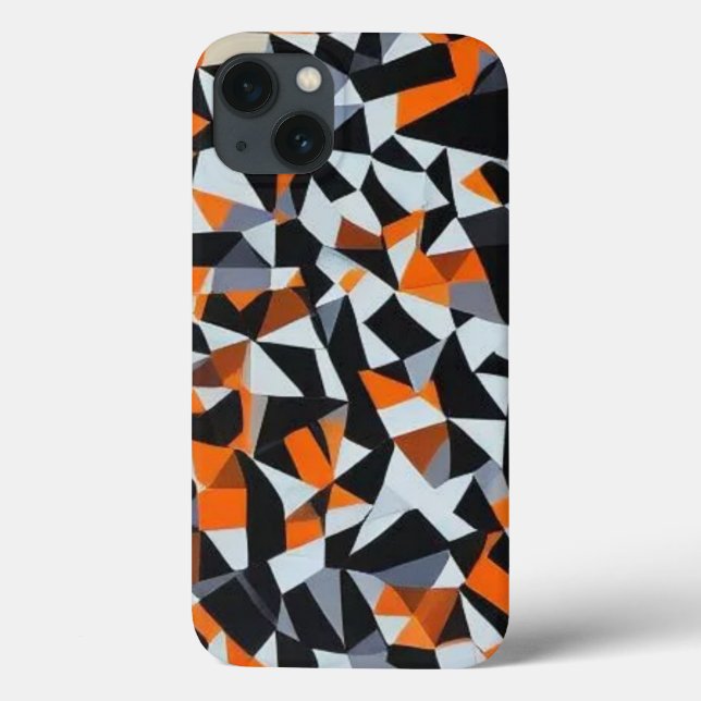 Funda De Case-Mate Para iPhone Naranja abstracto y arte geométrico negro (Reverso)
