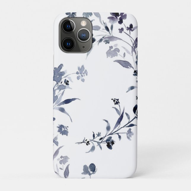 Funda De Case-Mate Para iPhone Naranja acuarela indigo patrón floral (Reverso)