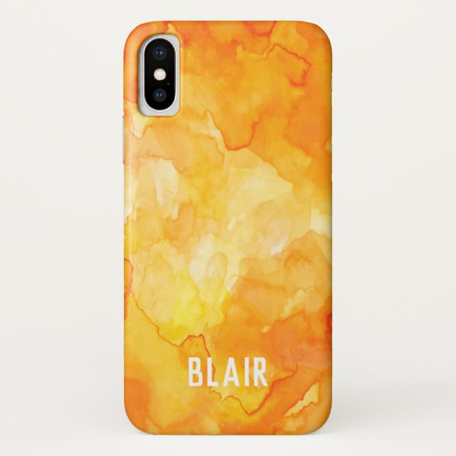 Funda De Case-Mate Para iPhone Naranja acuarela mashup Apple iPhone X Funda (Reverso)
