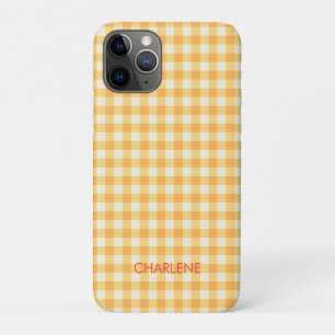 Funda Para iPhone 11 Pro Naranja amarillo Ish Preppy Gingham Plaid