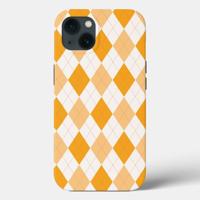 Funda De Case-Mate Para iPhone Naranja Argyle (Reverso )