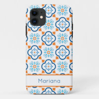 Naranja azul de azulejos y blanco personalizado