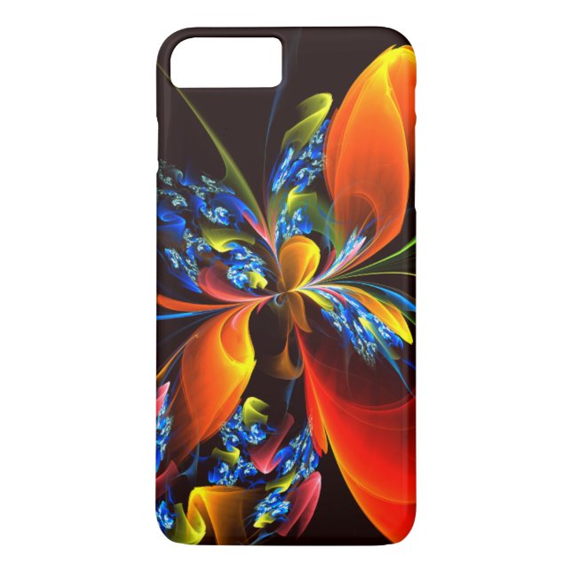 Funda De Case-Mate Para iPhone Naranja azul Floral Moderno Resumen Patrón de arte (Reverso)