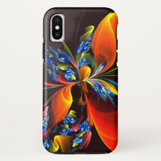 Funda Para iPhone XS Naranja azul Floral Moderno Resumen Patrón de arte