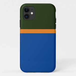 Funda Para iPhone 11 Naranja azul profundo moderno Bloque de color verd