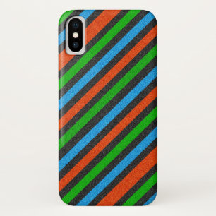 Funda Para iPhone X Naranja, azul, verde, Purpurina negro rayado STayl