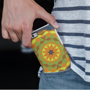 Funda Para iPhone 11 Naranja azul y amarillo retro Mandala flor