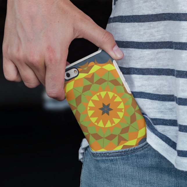 Funda De Case-Mate Para iPhone Naranja azul y amarillo retro Mandala flor (Subido por el creador)