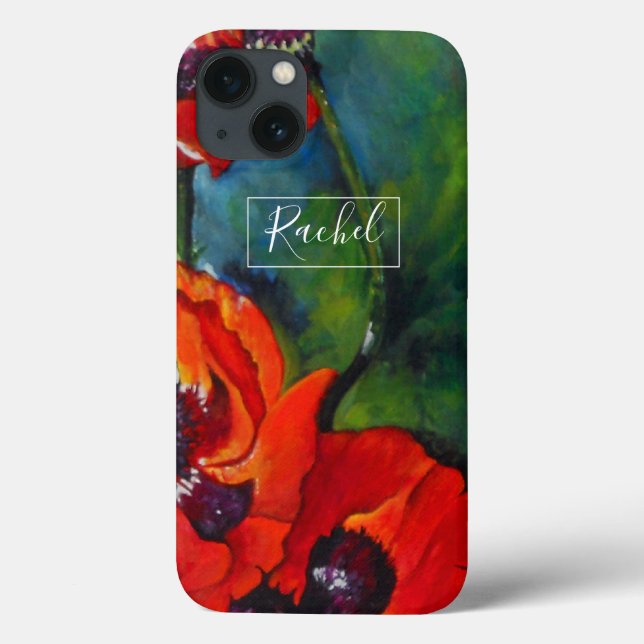 Funda De Case-Mate Para iPhone Naranja botánico Poppies Art (Reverso)