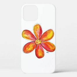 Funda Para iPhone 12 Naranja caprichoso colorido y amarillo