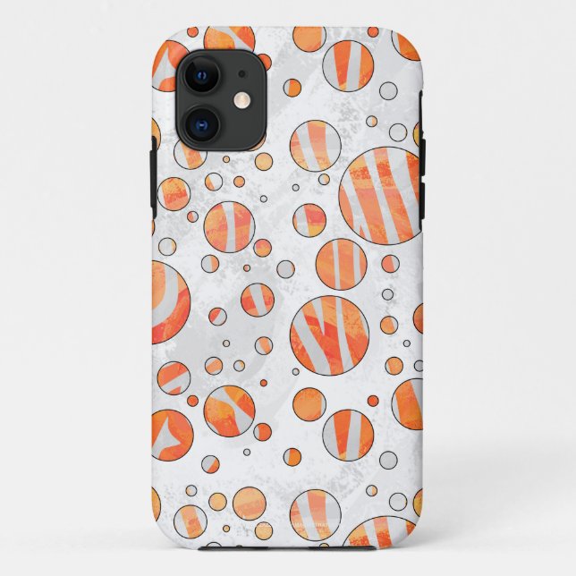 Funda De Case-Mate Para iPhone Naranja cebra y punto de polka blanca (Reverso)