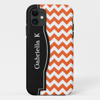 Funda Para iPhone 11 Naranja Chevron Black Frame iPhone 5 funda