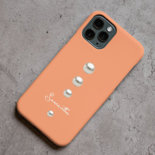 Funda Para iPhone 15 Pro Max naranja con perlas