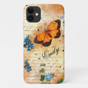 Funda Para iPhone 11 Naranja cosechado en mariposa