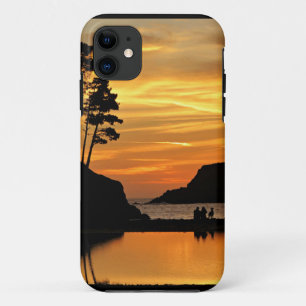Funda Para iPhone 11 Naranja Couple & Dog Beach Sunset California