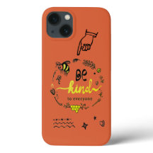 Naranja Cute Trendy Doodles Black Gold Bee