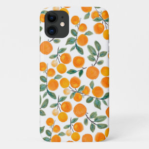 Funda Para iPhone 11 Naranja de acuarela bonito Patrón botánico