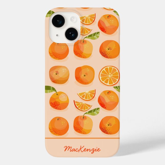 Funda De Case-Mate Para iPhone Naranja de cítricos personalizado (Reverso )